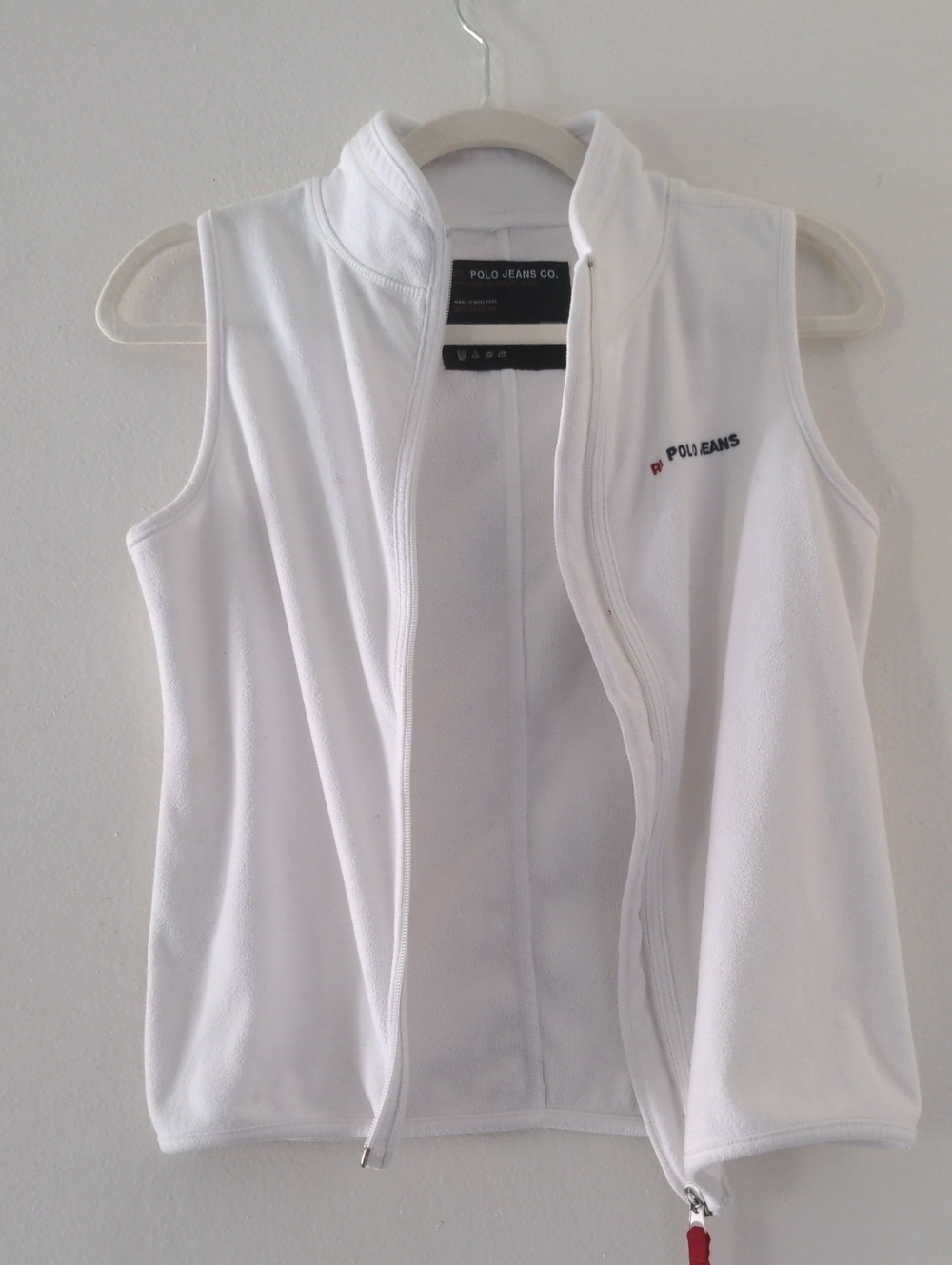 Polo by Ralph Lauren White Sleeveless Zip Front Fleece Vest